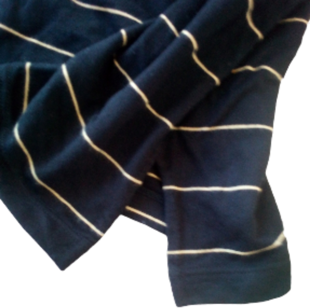 Lauren Ralph Lauren top black w/cream horizon stripes deep v-neck half sleeve XL - Picture 3 of 5